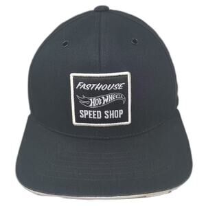 Fasthouse Hot Wheels Snapback Hat Black White OS Checkered Under Brim Cotton